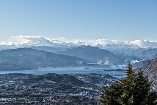 Panorama on the Alps and Maggiore Lake, Varese - Italy