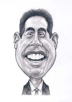 Jerry Seinfeld Graphite Caricature Drawing with White Background