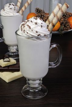 Milkshake with whipped cream white and dark chocolate