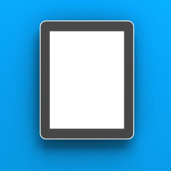 Generic digital tablet against blue background, 3d render, blue background