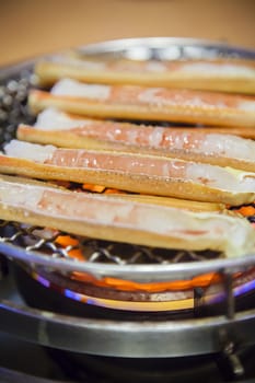 Barbeque crab legs in a Japanese restaurant