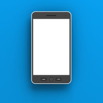 Generic smartphone against blue background, 3d render, blue background