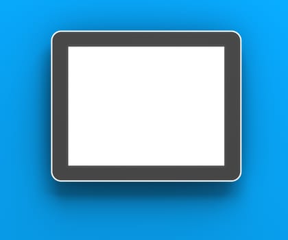 Generic digital tablet against blue background, 3d render, blue background
