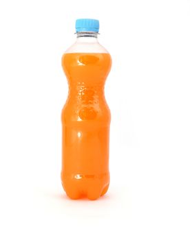 Orange sweet water in a plastic bottle