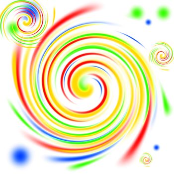 Multi color swirls background on white.