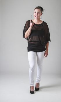 mid-thirties woman with threatening expression