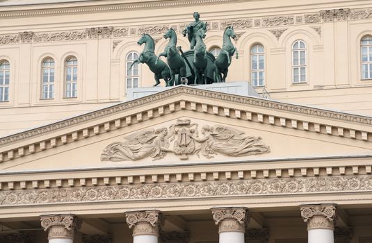 Bronze sculpture group on the pediment of the Bolshoi Theatre in Moscow