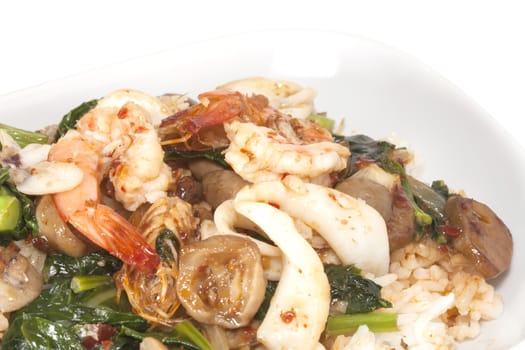 sea food  Thai's fire rice on isolate