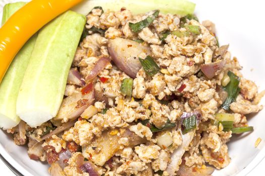 Spicy Chicken  (Larb Chicken salad)Traditional Thai food