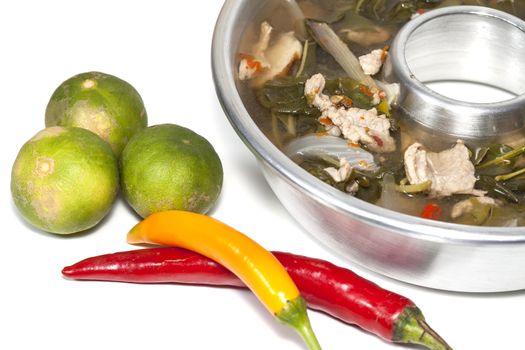Hot and spicy Tom Yam in Pot and chilli