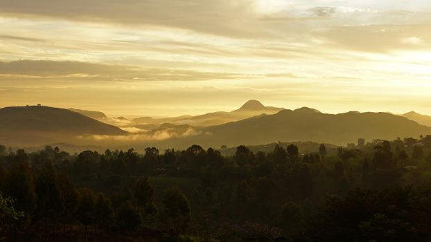 Sunrise over Konso Mountains, Ethiopia, Africa