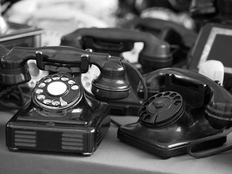 black and white old phone at street market