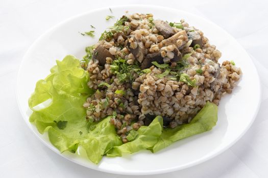 In buckwheat added saut��ed mushrooms and butter.