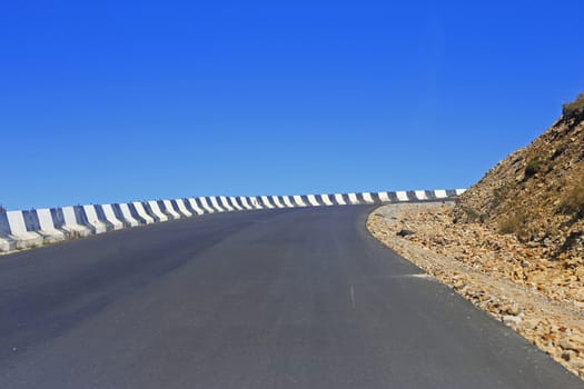 Mountain highway and landscape. North Caucasus travel.