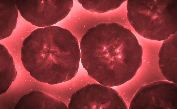 Computer-generated image of red cells at microscopic level