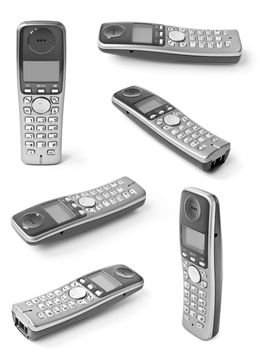 Collection of digital cordless answering system isolated on white