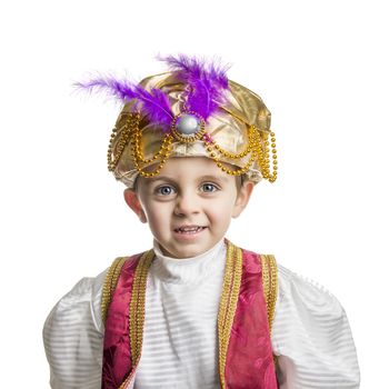 Child in sultan costume on white