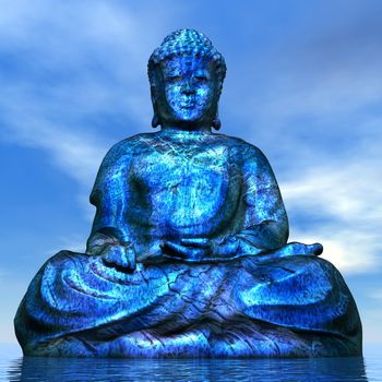 Big blue buddha by day - 3D render