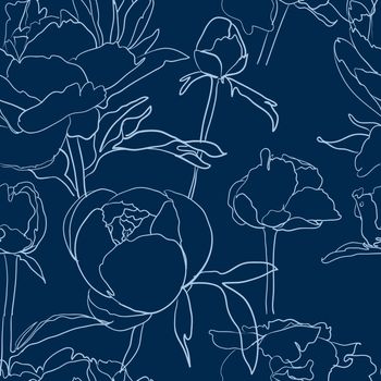 vector background Seamless floral background with peonies 