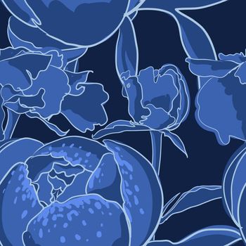 vector background Seamless floral background with peonies 