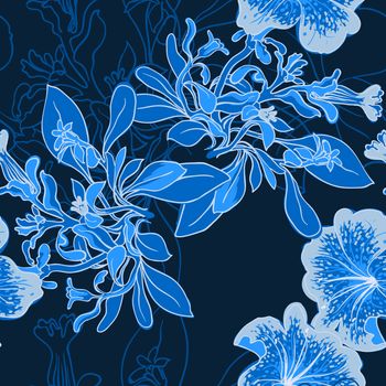 vector background Seamless floral background with petunia