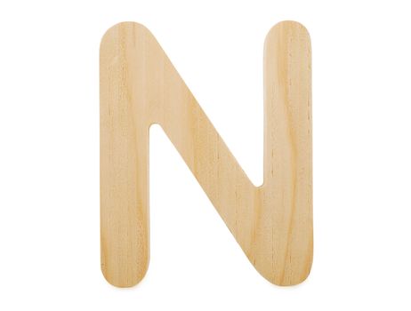 wooden letter n isolated on white, studio shot   