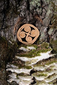 Teterki, Russian rye cookies for spring equinox selebration in nature vertical