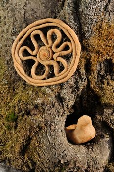 Teterki, Russian rye cookies for spring equinox selebration in nature vertical