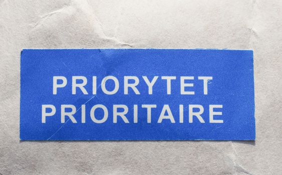 Priorytet Prioritaire - Priority mail tag from Poland