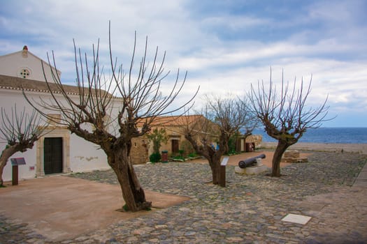 View of the canon in Monemvasia, Greece.