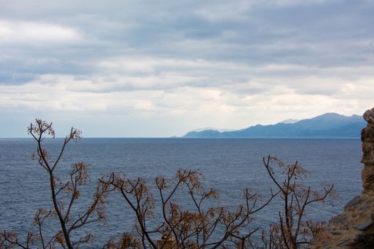 Looking at the sea from the top of Monemvasia, Peloponnese, Greece.