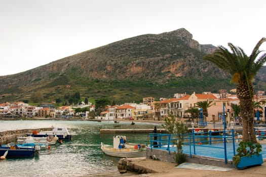 Small fishing dock located in Monemvasia, Greece.