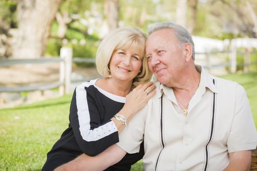 Affectionate Senior Couple Portrait Outside At The Park.