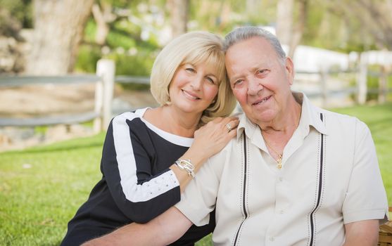 Affectionate Senior Couple Portrait Outside At The Park.