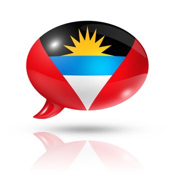 three dimensional Antigua and Barbuda flag in a speech bubble isolated on white with clipping path