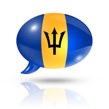three dimensional Barbados flag in a speech bubble isolated on white with clipping path