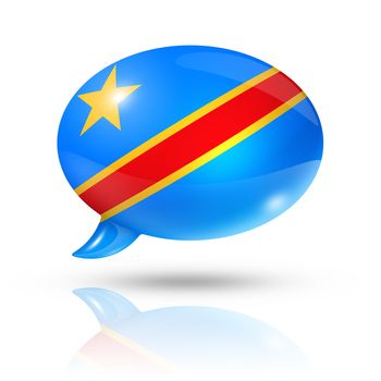 three dimensional Democratic Republic of the Congo flag in a speech bubble isolated on white with clipping path