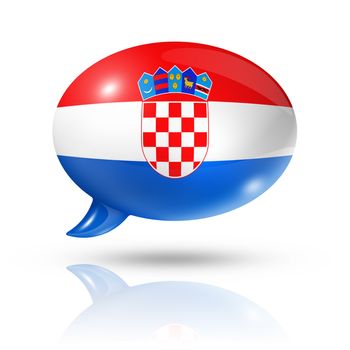 three dimensional Croatia flag in a speech bubble isolated on white with clipping path