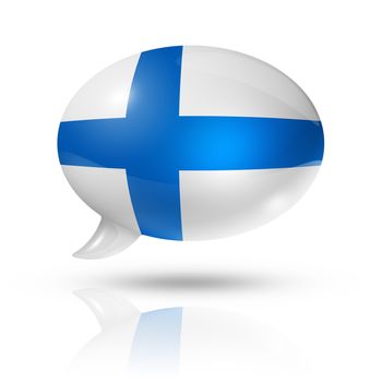 three dimensional Finland flag in a speech bubble isolated on white with clipping path