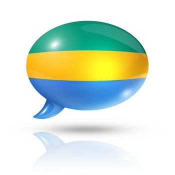 three dimensional Gabon flag in a speech bubble isolated on white with clipping path