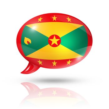 three dimensional Grenada flag in a speech bubble isolated on white with clipping path