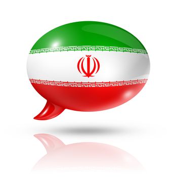 three dimensional Iran flag in a speech bubble isolated on white with clipping path