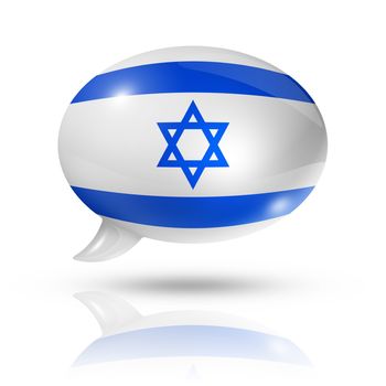 three dimensional Israel flag in a speech bubble isolated on white with clipping path