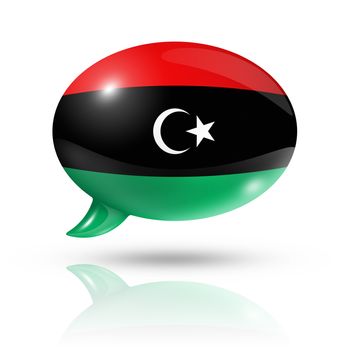 three dimensional Libya flag in a speech bubble isolated on white with clipping path