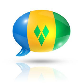 three dimensional Saint Vincent and the Grenadines flag in a speech bubble isolated on white with clipping path