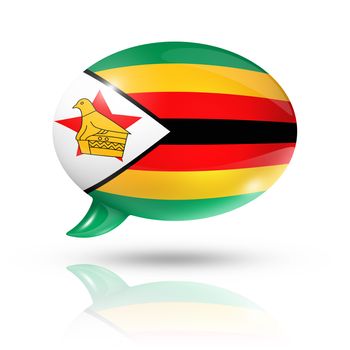 three dimensional Zimbabwe flag in a speech bubble isolated on white with clipping path