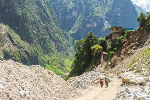 The result of landslide after flooded in India