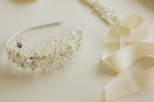 The composition of beautiful wedding accessories bride