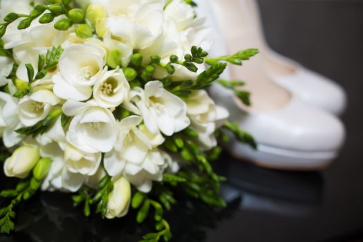 The wedding bouquet. Close up. Wedding background