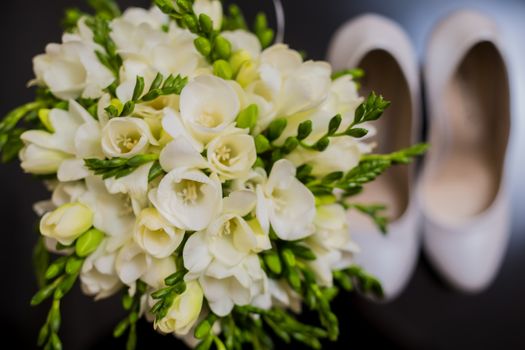 The wedding bouquet. Close up. Wedding background